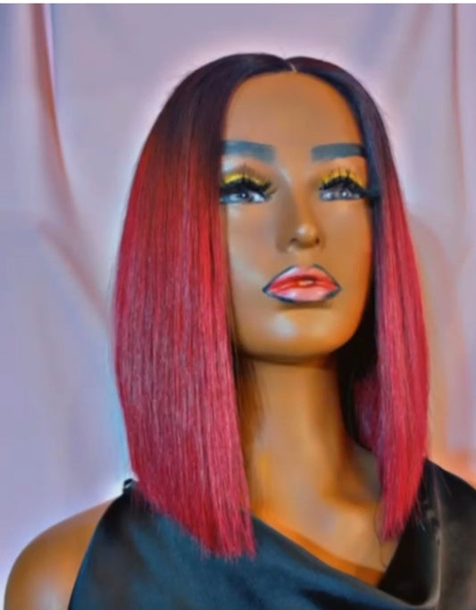 Silky Straight Short Bob Wig – 10 Inches-250 grams | 2x6 Closure | Glueless Wig | Ombre Color| Raw Vietnamese Hair